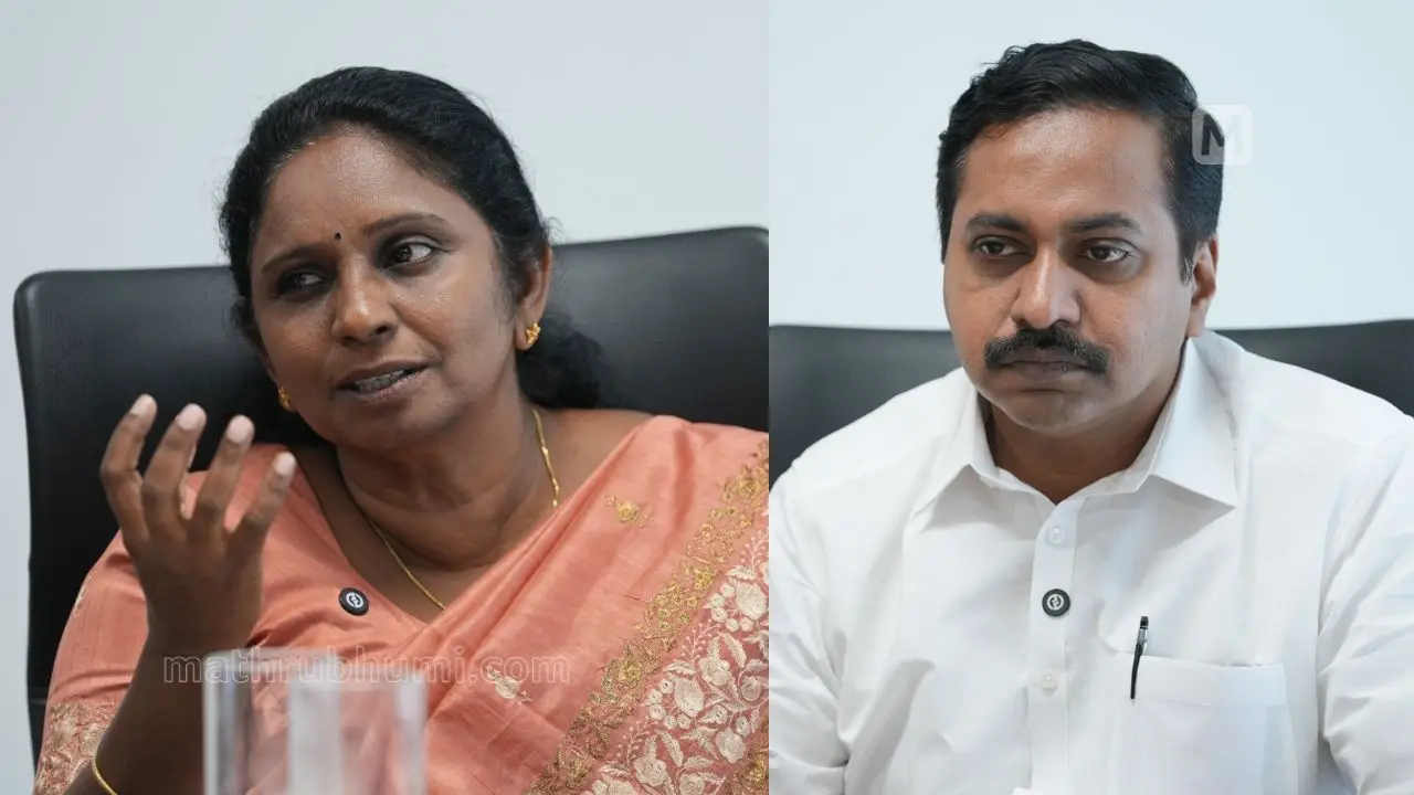 കൊച്ചി മേയര് വി.കെ. മിനിമോള് ഡെപ്യൂട്ടി മേയര് ദീപക് ജോയിക്കൊപ്പം | ഫോട്ടോ: ആകാശ് എസ്. മനോജ്, മാതൃഭൂമി