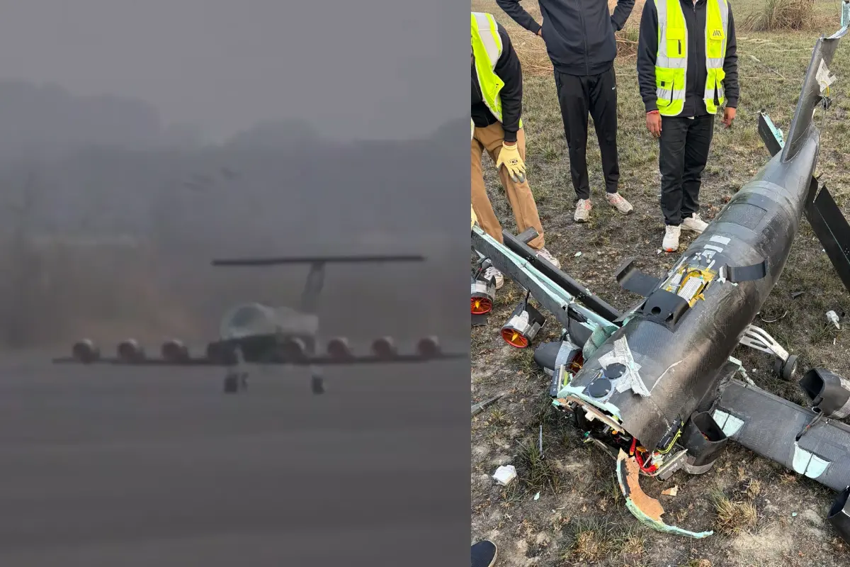 A visual showing the test flight, crashed prototype