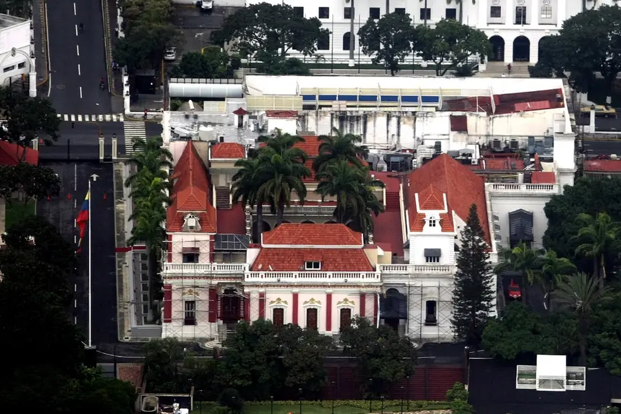 Aerial view of the Miraflores presidential palace in Caracas