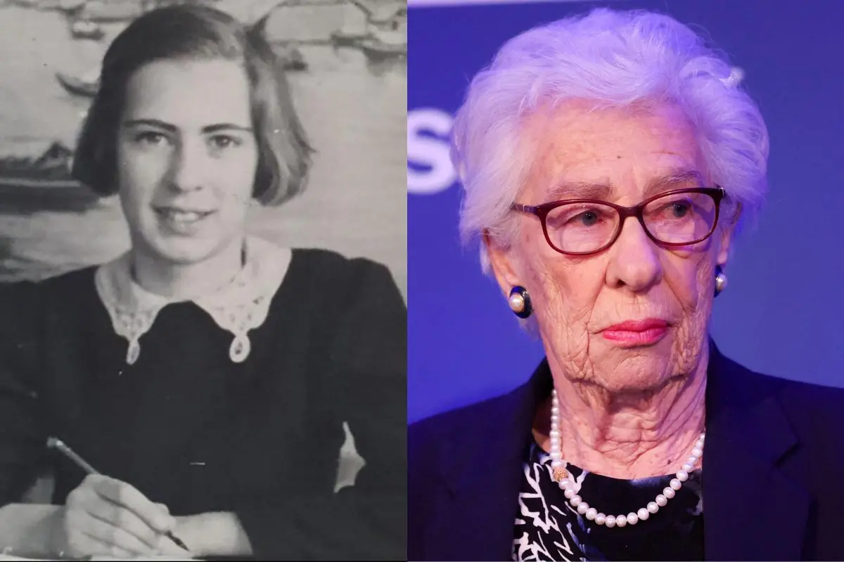 Eva Schloss, the step-sister of Anne Frank, in her younger days; Schloss, honorary president of the Anne Frank Trust UK, takes part in a candle lighting ceremony during a reception to mark holocaust memorial day and the 75th publication of Anne Frank's diary in London | File photo: Auschwitz Memorial, AFP