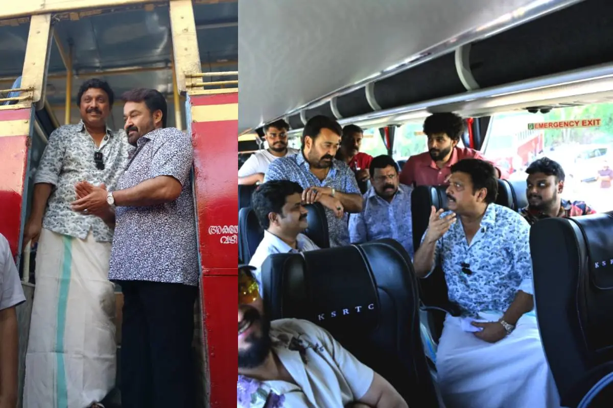 മോഹന്ലാല് കെഎസ്ആര്ടിസി ഓര്മ എക്സ്പ്രസില് യാത്ര ചെയ്തപ്പോള് | Photo: Facebook/KB Ganesh Kumar