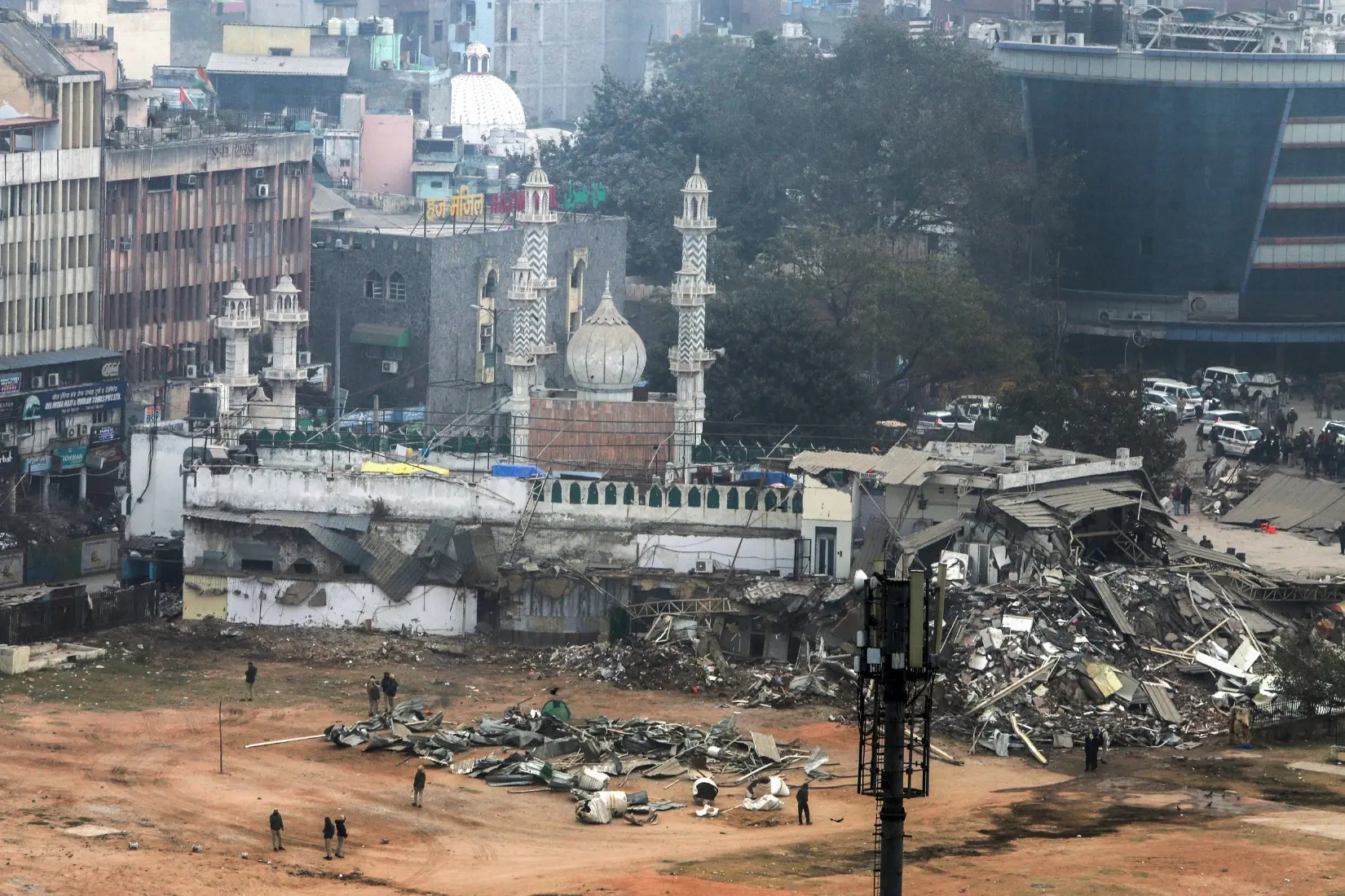A view of the debris near the Faiz-e-Elahi Masjid, Turkman Gate, where a demolition drive was carried out by the MCD | Photo: ANI
