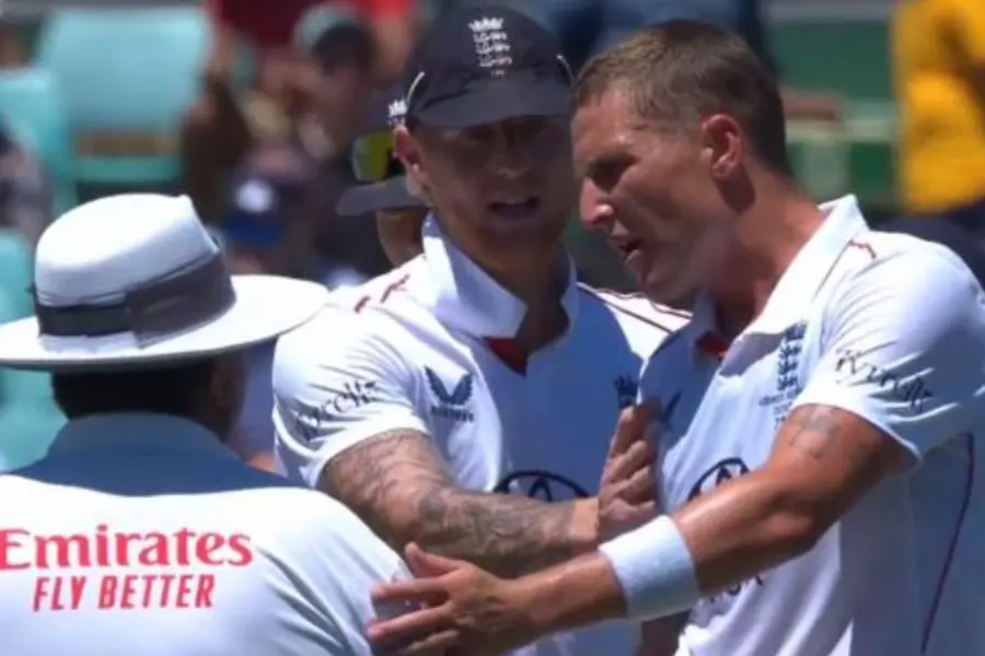 Ben Stokes steps in to separate fuming Brydon Carse from the third umpire as Ashes drama unfolds