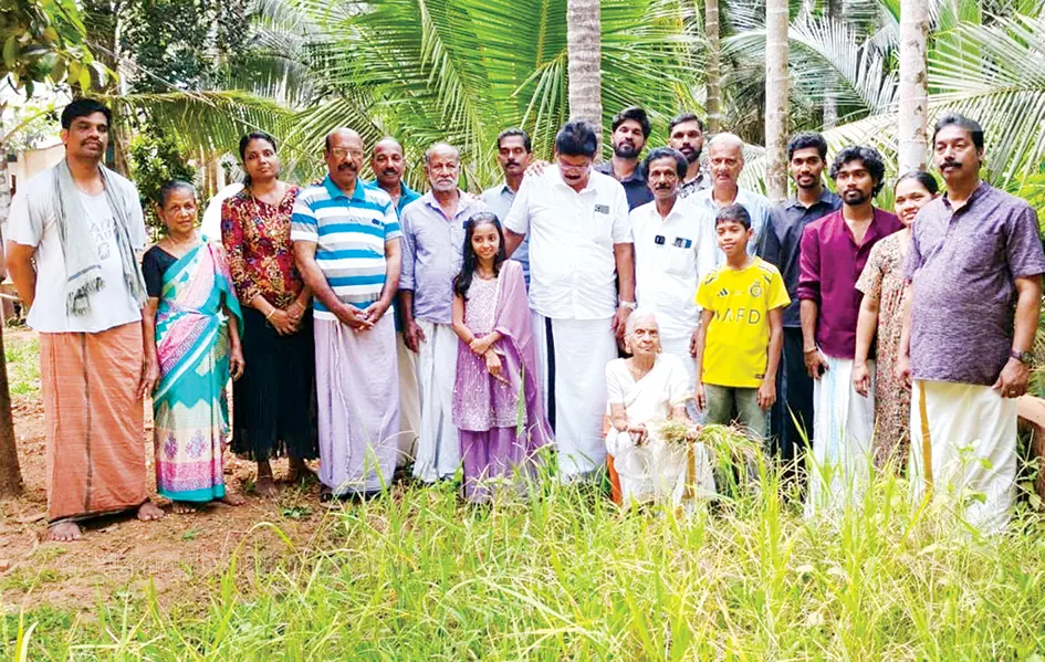 Chirutha with family members and villagers