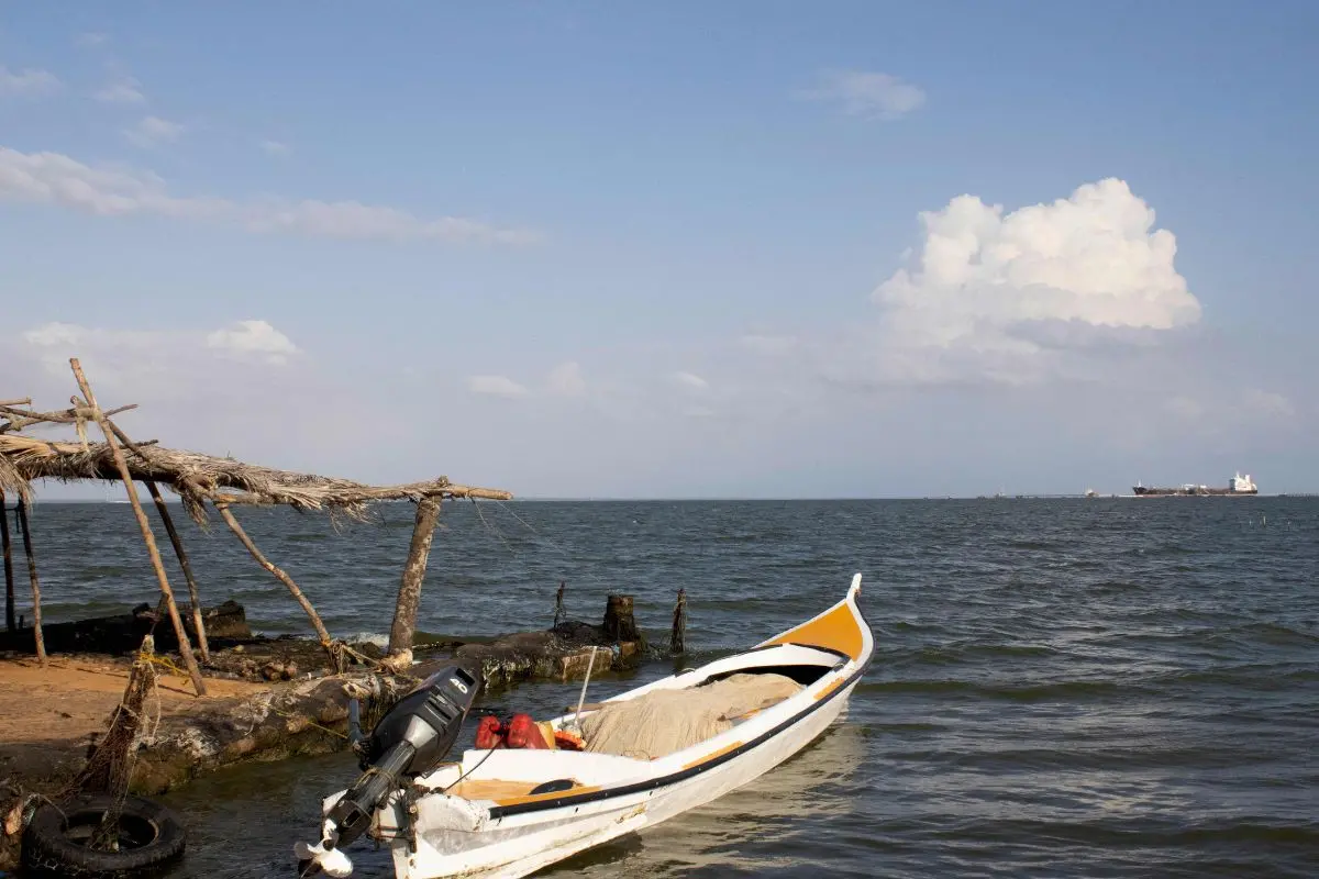 A crude oil tanker is pictured docking in the Maracaibo Lake in Maracaibo, Venezuela, on January 8, 2026.