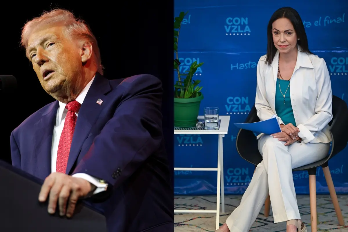 File: U.S. President Donald Trump and Venezuelan opposition leader Maria Corina Machado (R) | Photo: