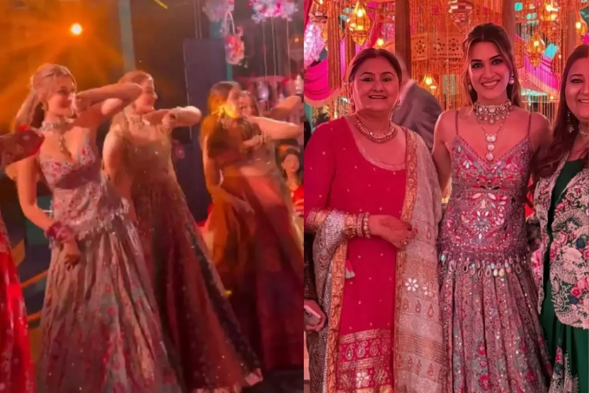 Kriti Sanon`s show-stopping sangeet dance in a stunning pink lehenga at her sister Nupur Sanon`s wedding