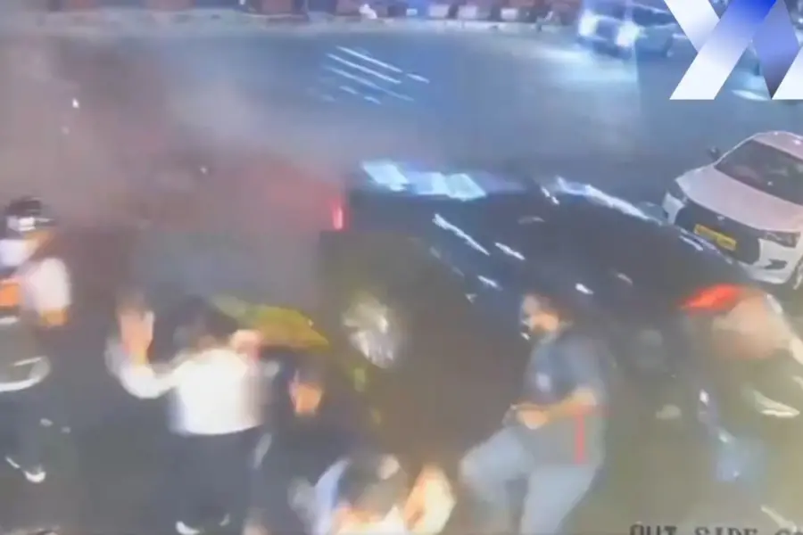 Speeding car jumps divider in Bengaluru, pedestrians narrowly escape | WATCH