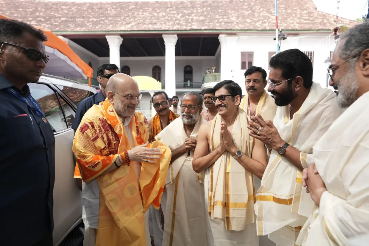 Union Home Minister Amit Shah at the Sree Padmanabhaswamy Temple