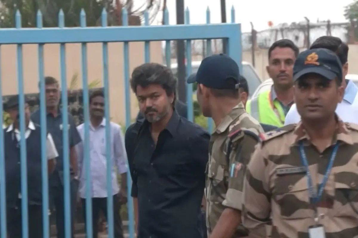 Vijay on his way to CBI questioning in Delhi