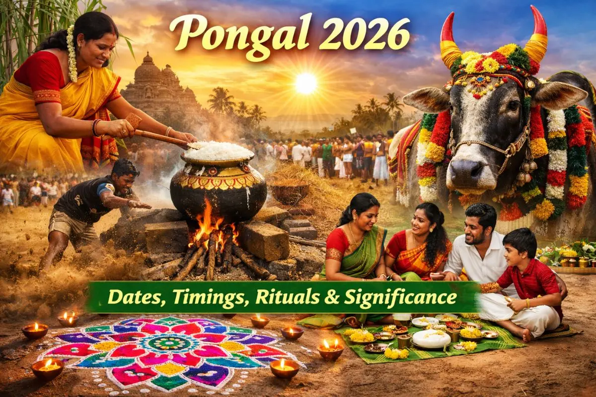 Families prepare the traditional Pongal dish as cattle are decorated and communities come together to celebrate abundance, gratitude to nature, and the harvest spirit during Pongal festivities.
