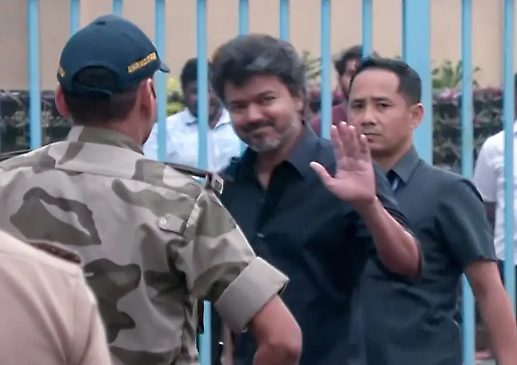 Tamilaga Vettri Kazhagam (TVK) Chief Vijay arrives at Chennai Airport to emplane for Delhi, in Chennai on Monday. | Photo: ANI