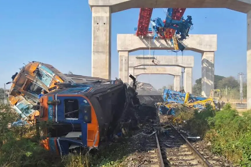 At least 22 killed after crane collapse, derails train in Thailand