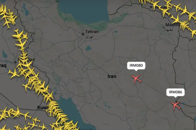 A screengrab of FlightRadar24 showing two Mahan aircrafts