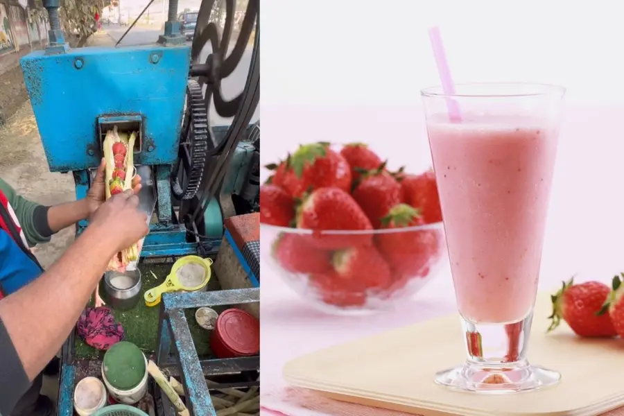 Strawberry-Sugarcane-Juice