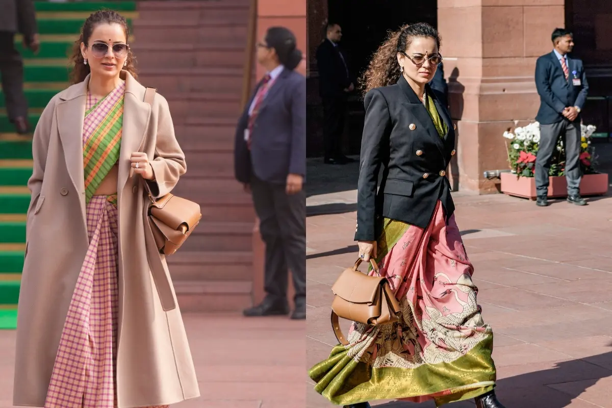 BJP MP Kangana Ranaut arrives for the ongoing Winter Session at Parliament premises, in New Delhi.| Photo: ANI
