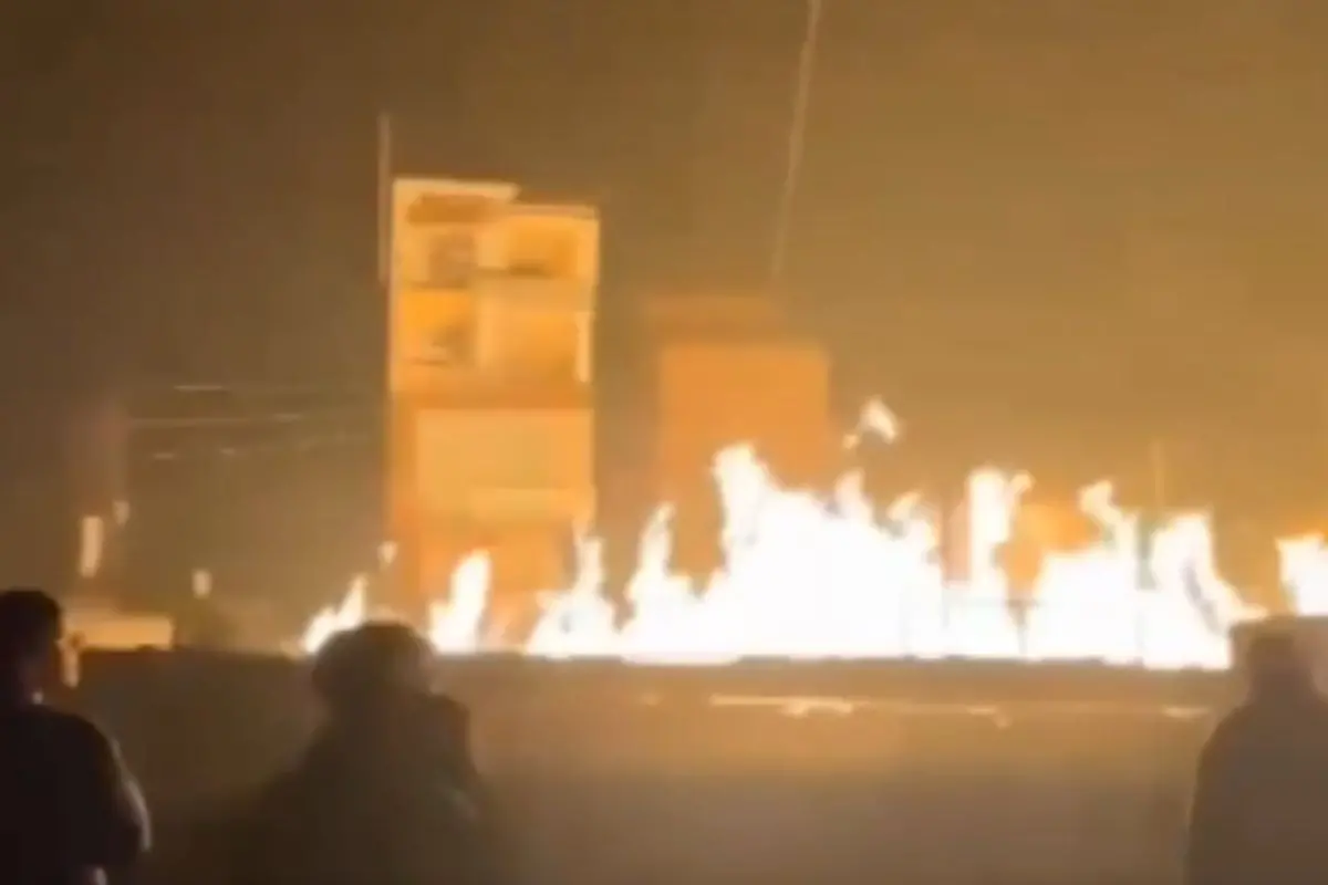 Fire from the truck collision (Screengrab: PTI)