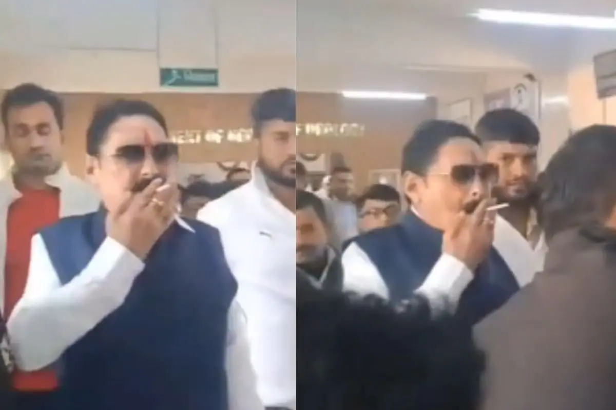 Anant Singh seen smoking inside a Patna hospital