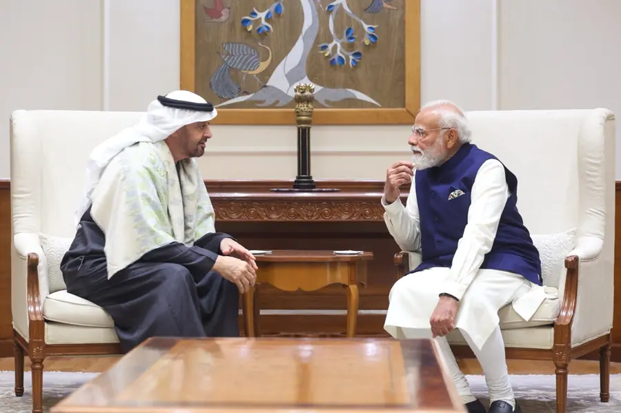 Prime Minister Narendra Modi in a conversation with the President of the United Arab Emirates, Sheikh Mohamed bin Zayed Al Nahyan