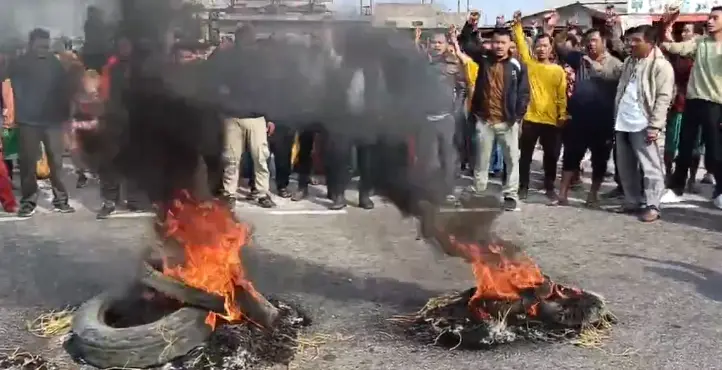 Protest in Karigaon