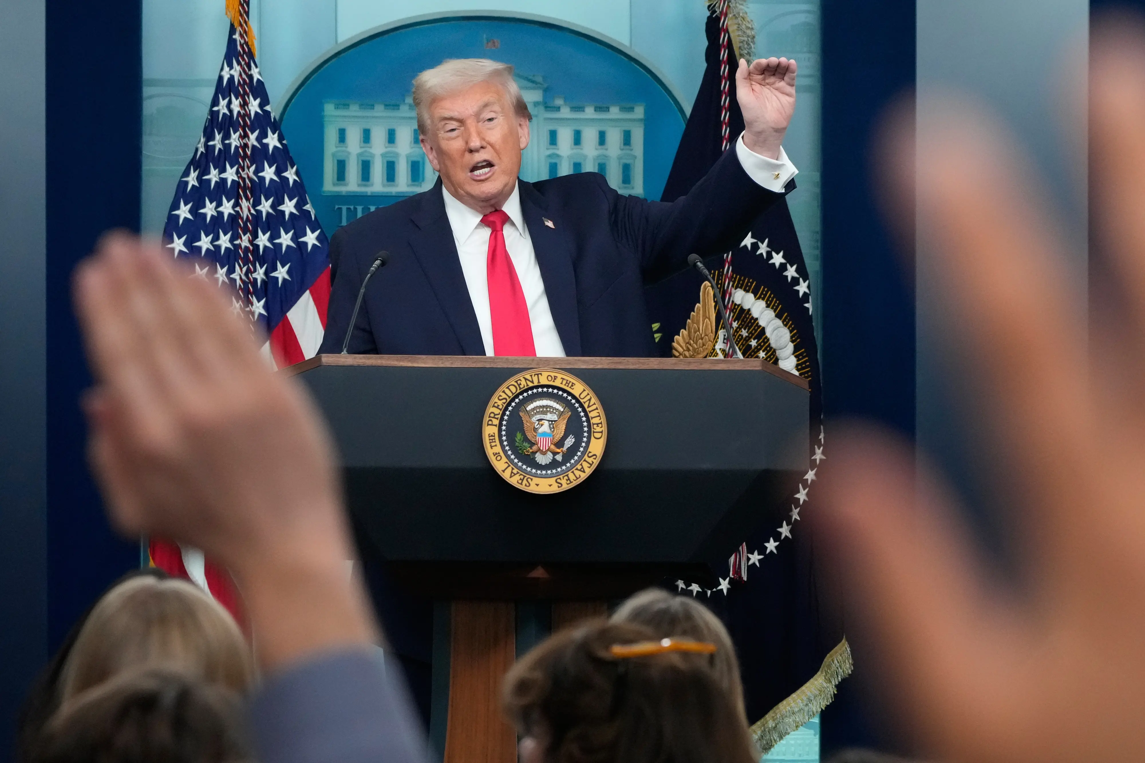 President Donald Trump speaks during a press briefing at the White House in Washington | Photo: AP