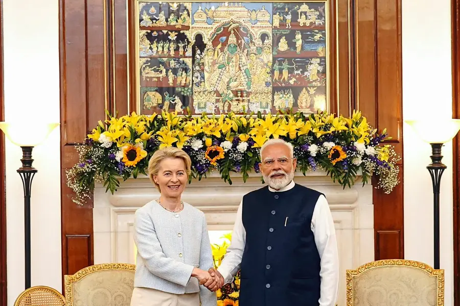Prime Minister Narendra Modi with President of the European Commission Ursula von der Leyen