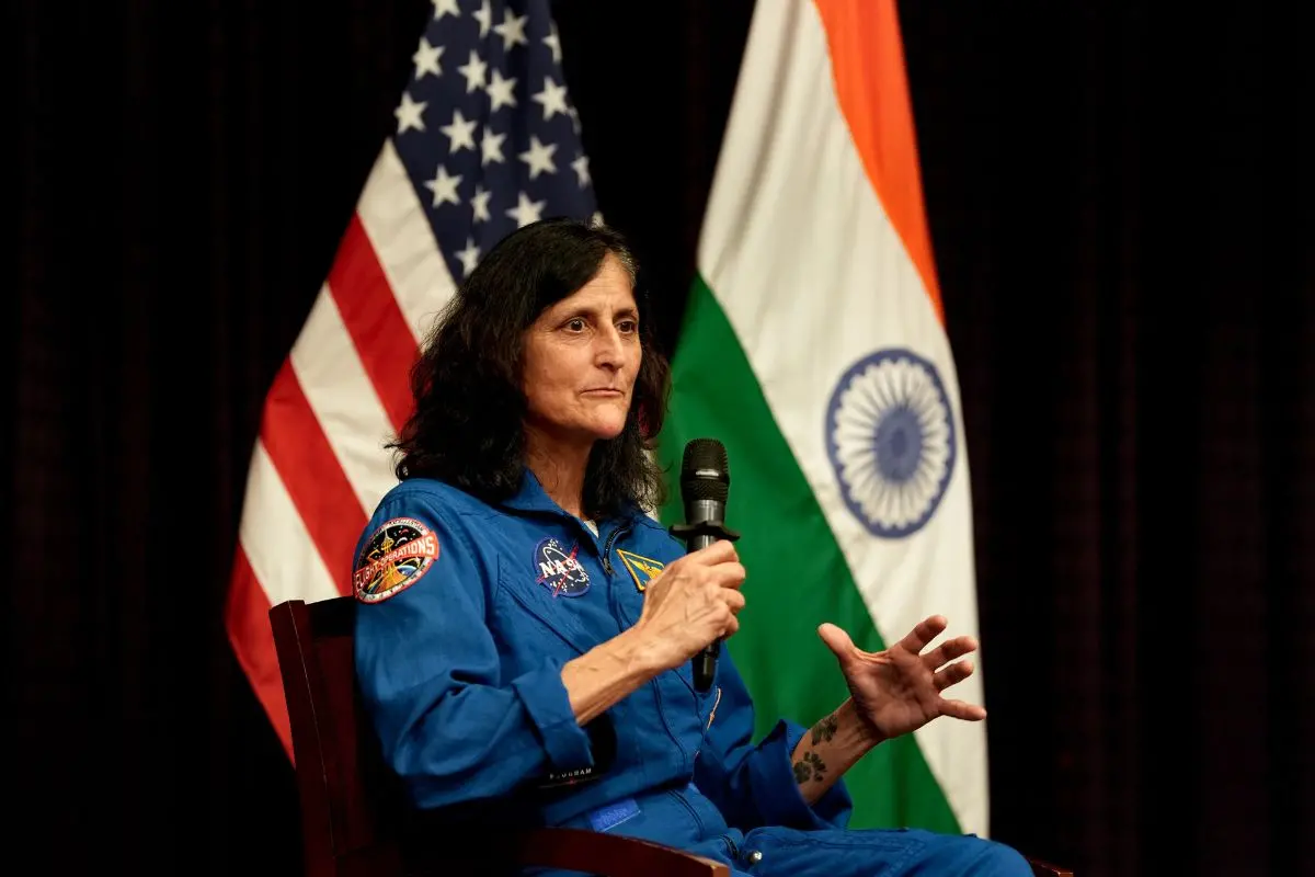 NASA astronaut (Retd) Sunita Williams speaking on her journey and experiences in space, at the US Embassy, in New Delhi, on Tuesday | Photo: PTI
