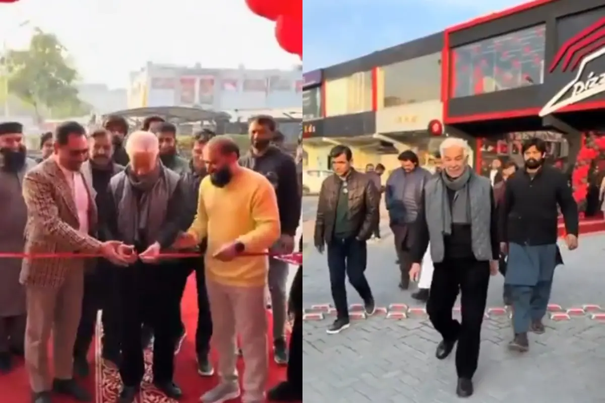 Pakistan's Defence Minister Khawaja Asif innaugurating the store | X
