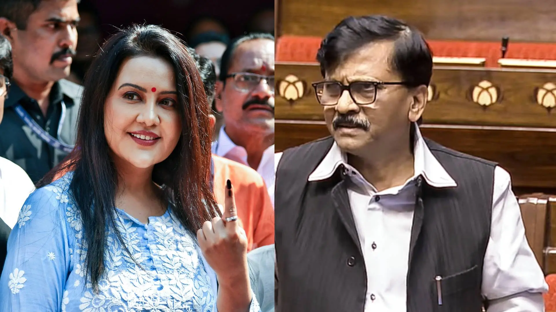 അമൃത ഫഡ്നവിസ്, സഞ്ജയ് റാവുത്ത് | Photo : ANI