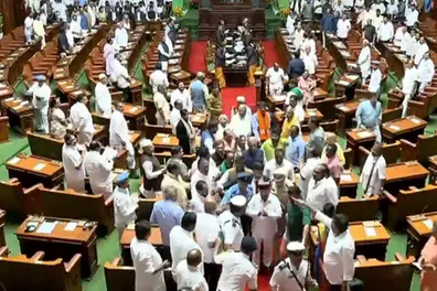Political storm in Karnataka as Guv walks out of House after reading only 2 lines of speech | WATCH