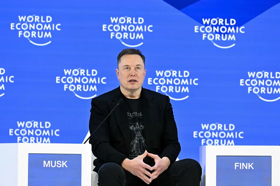 CEO of SpaceX and Tesla, South African-Canadian-US businessman Elon Musk speaks during the World Economic Forum