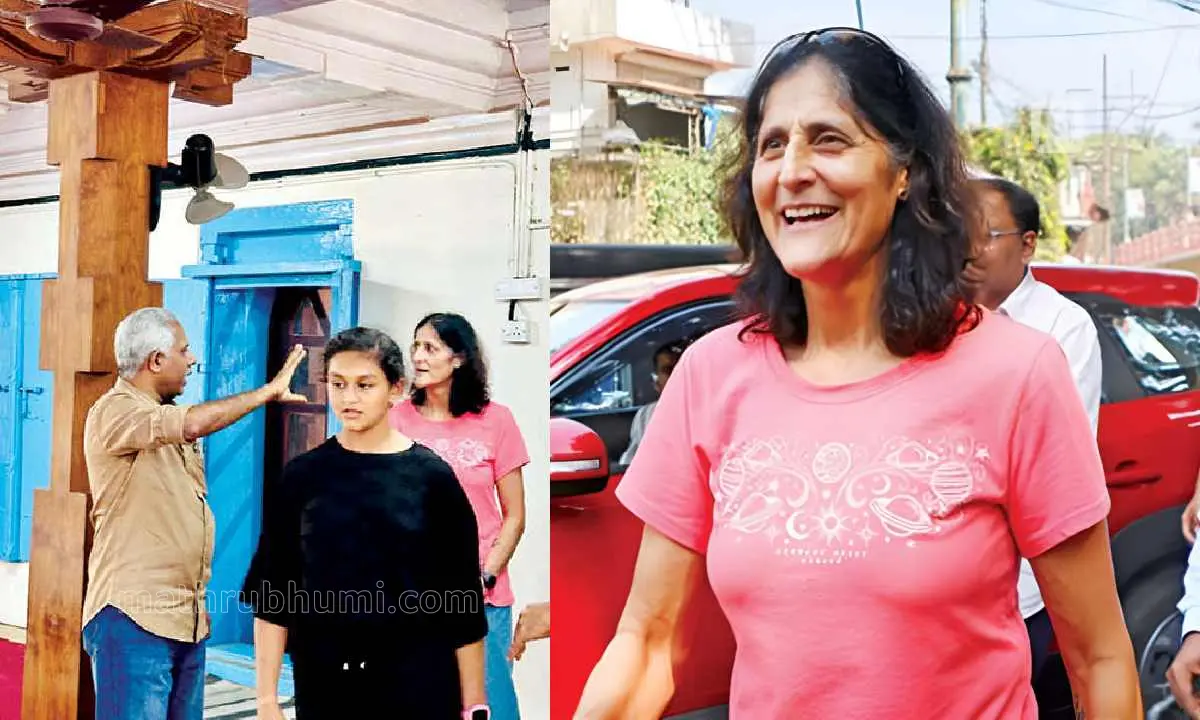 സുനിതാ വില്യംസ് കുറ്റിച്ചിറ മിശ്കാൽ പള്ളിയിൽ, കോഴിക്കോട്ട് ലിറ്ററേച്ചർ ഫെസ്റ്റിവലിനെത്തിയ ബഹിരാകാശ യാത്രിക സുനിതാ വില്യംസ് പാരഗണിൽനിന്ന് ഉച്ചഭക്ഷണം കഴിച്ച് പുറത്തിറങ്ങിയപ്പോൾ | ഫോട്ടോ: കെ.കെ. സന്തോഷ്