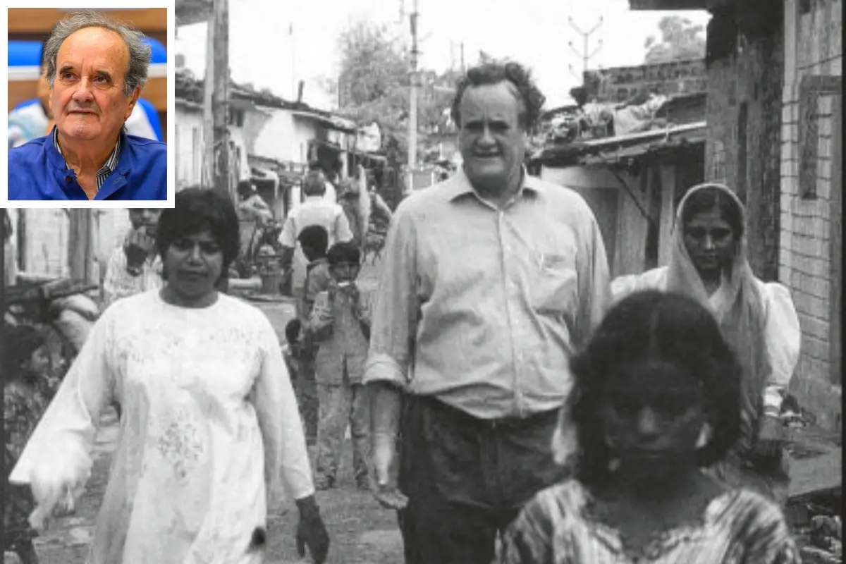 Mark Tully. Journalist. Former Bureau Chief, BBC, New Delhi visits Bhopal in 1994 and Sir William Mark Tully in 2018 (Inset).| Photo: Mathrubhumi weekly, PTI