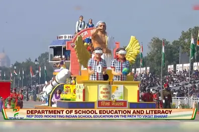 R-Day parade: Education tableau showcases India’s journey from ancient wisdom to NEP 2020 | WATCH