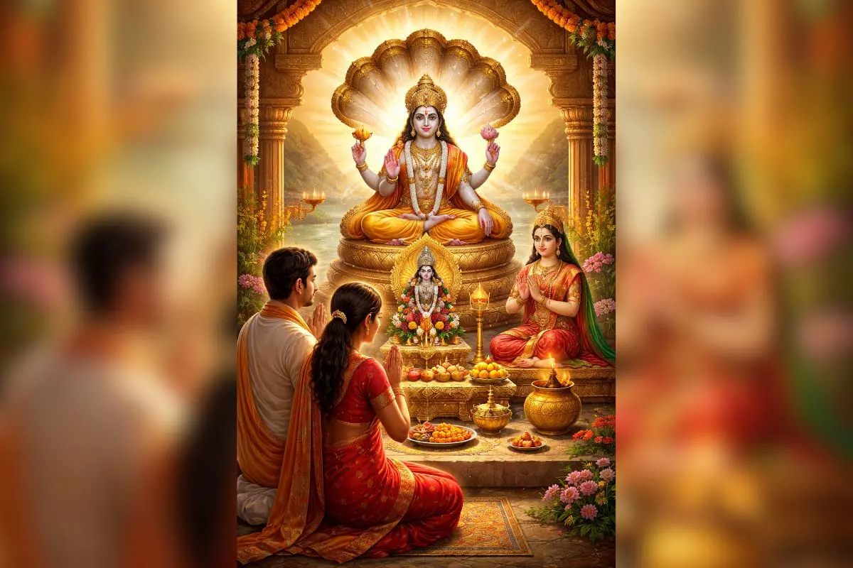 Devotees offer prayers to Lord Vishnu on Jaya Ekadashi, observing the sacred fast with faith, devotion and traditional rituals. Representative photo: Canva