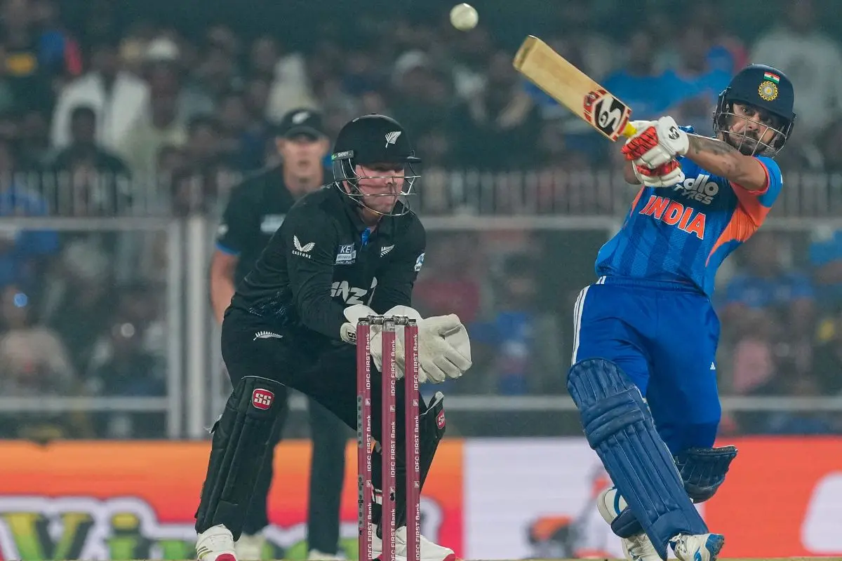 Ishan Kishan playing a shot during the third T20I cricket match between India and New Zealand, at ACA Stadium, Barsapara in Guwahati.
