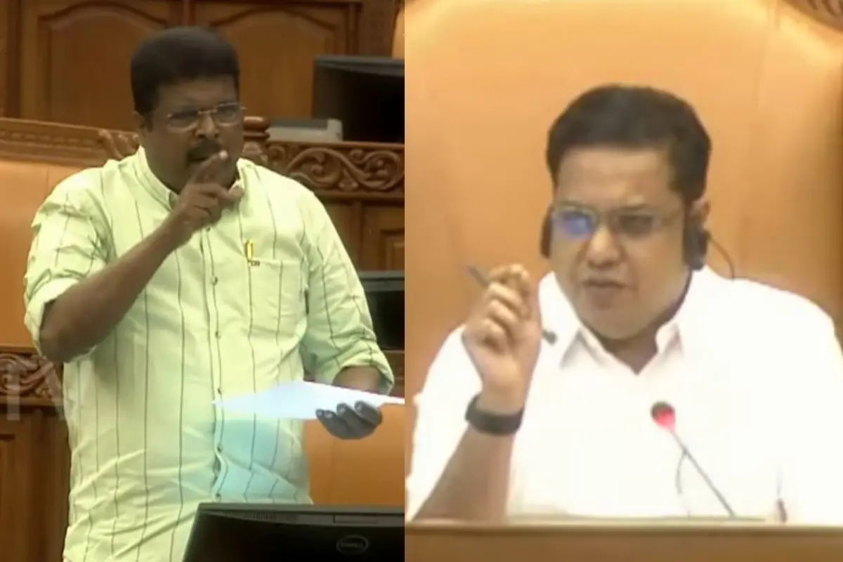 പി.പി. ചിത്തരഞ്ജൻ എംഎൽഎ, എ.എൻ. ഷംസീർ | Photo: Screengrab/ @Sabha TV