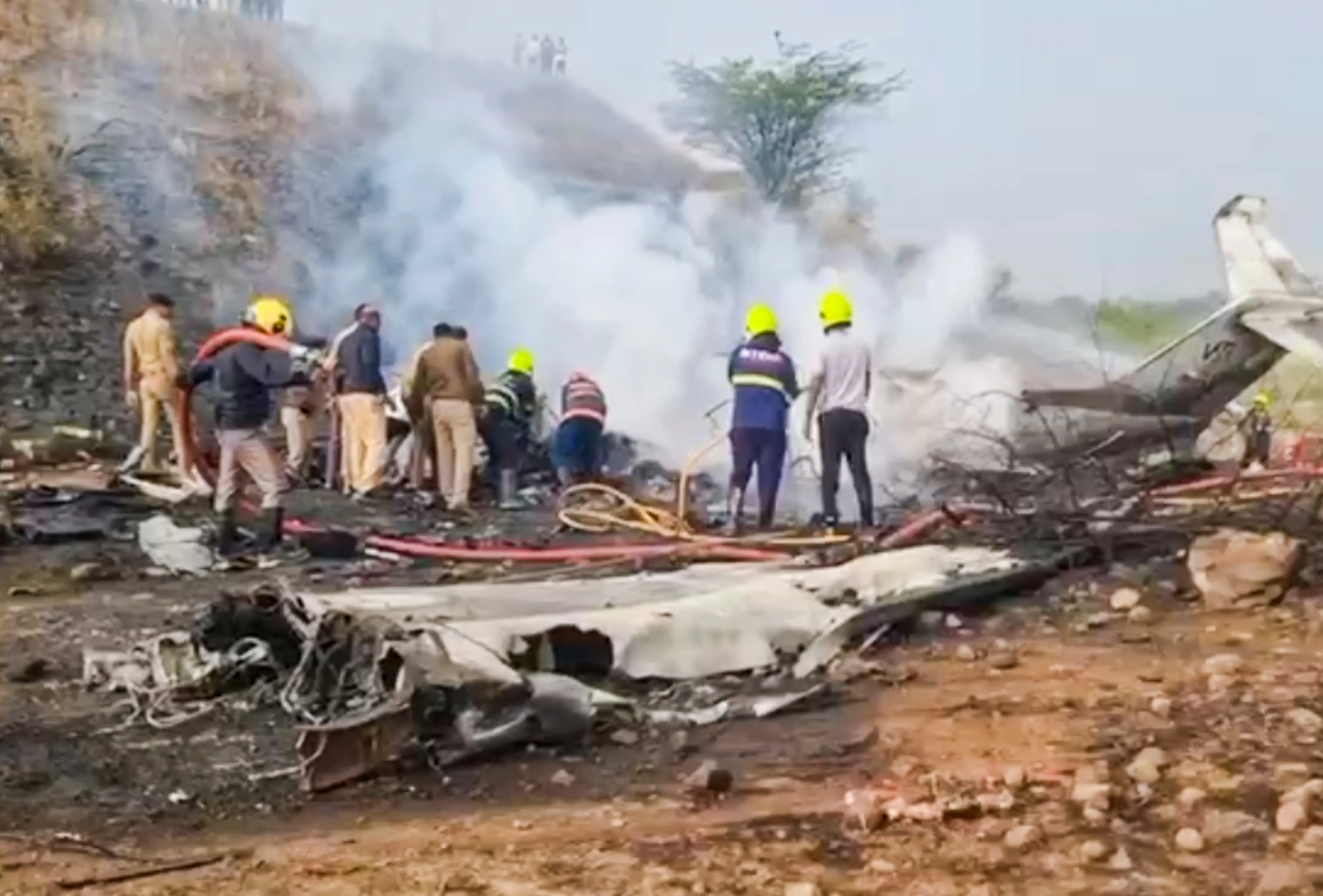 Rescue work is underway after an aircraft carrying Maharashtra Deputy Chief Minister Ajit Pawar crashed during landing at Baramati in Pune district, Maharashtra | PTI