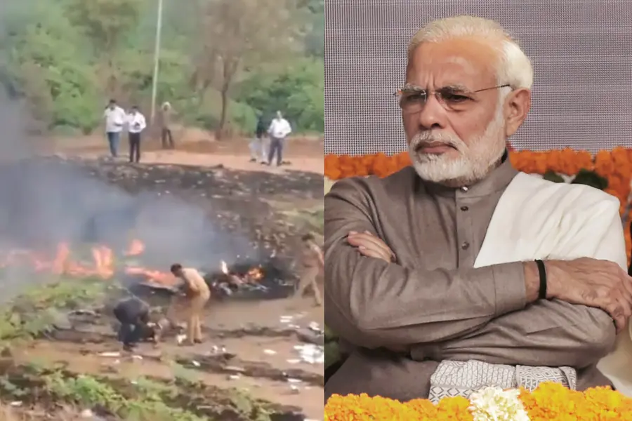 A visual showing the crash involving an aircraft carrying Ajit Pawar, Narendra Modi