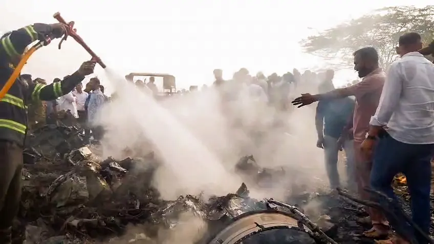 Restoration is underway at the site of the plane crash resulting in the death of Maharashtra Deputy Chief Minister Ajit Pawar and five people onboard at Baramati, in Pune on Wednesday. (ANI Video Grab)
