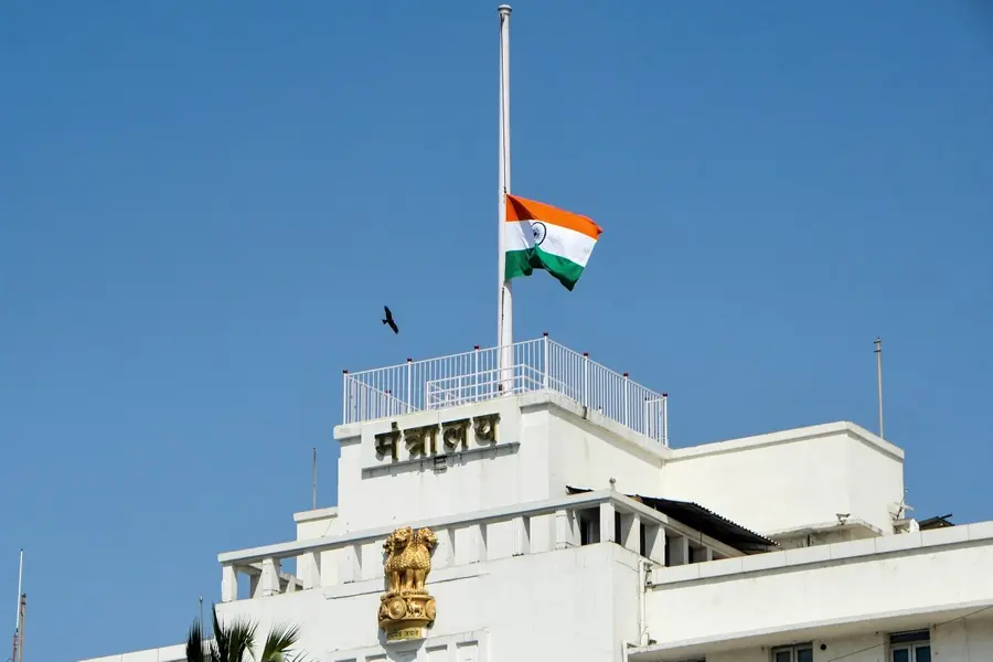 The national flag flies at half-mast at the Mantralaya building as Maharashtra observes three days of mourning following the demise of Deputy Chief Minister Ajit Pawar