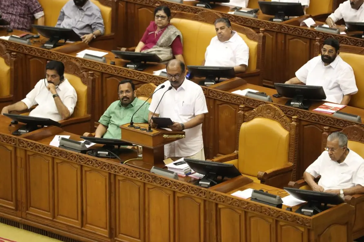 Finance Minister K N Balagopal presenting state budget 2026-2027 in the Assembly on Thursday