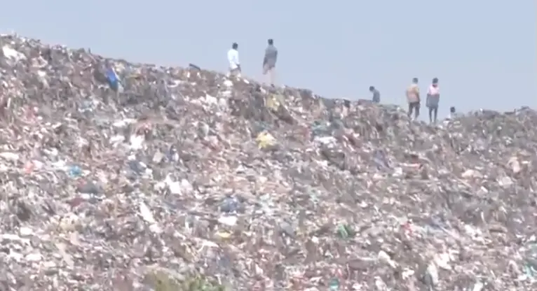 Visuals from Chennai Perungudi Dump Yard, where police conducted searches