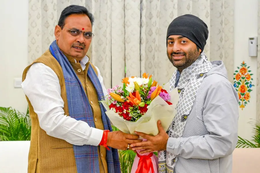 Bhajanlal Sharma with singer Arijit Singh