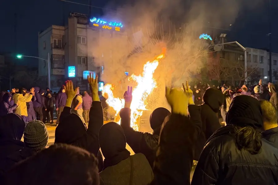 Iranians attend an anti-government protest in Tehran