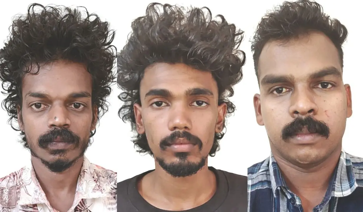 അറസ്റ്റിലായ എസ്. ആദിത്യന്, എസ്. ആരോമല്, എസ്. ചന്തു