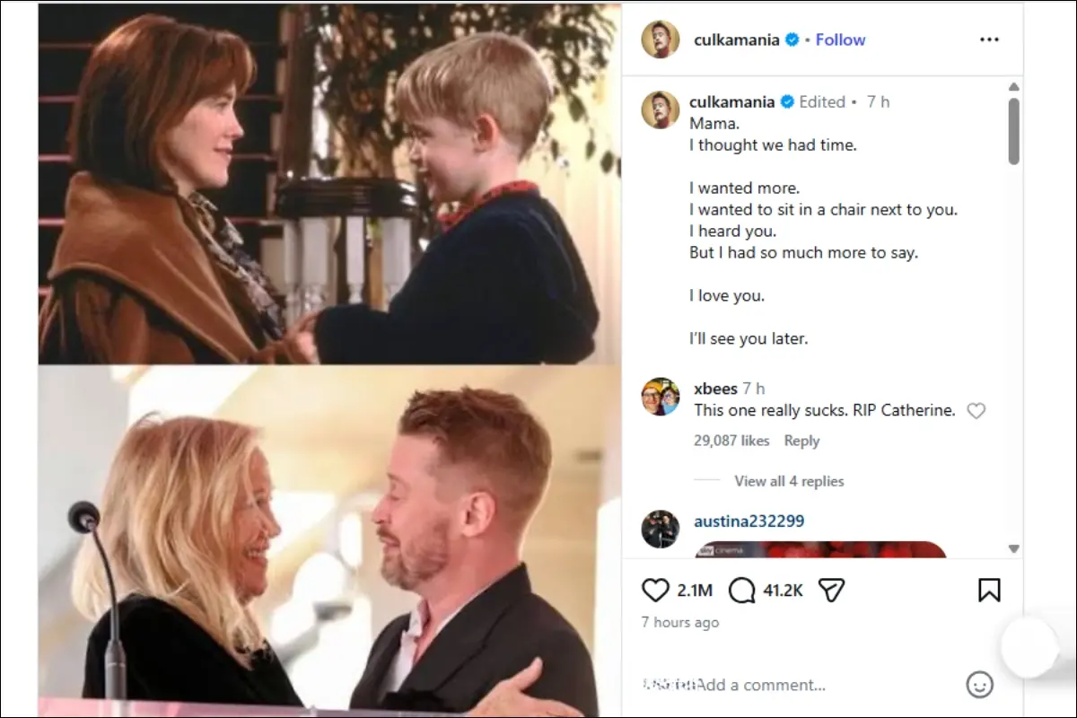 Macaulay Culkin's instagram post