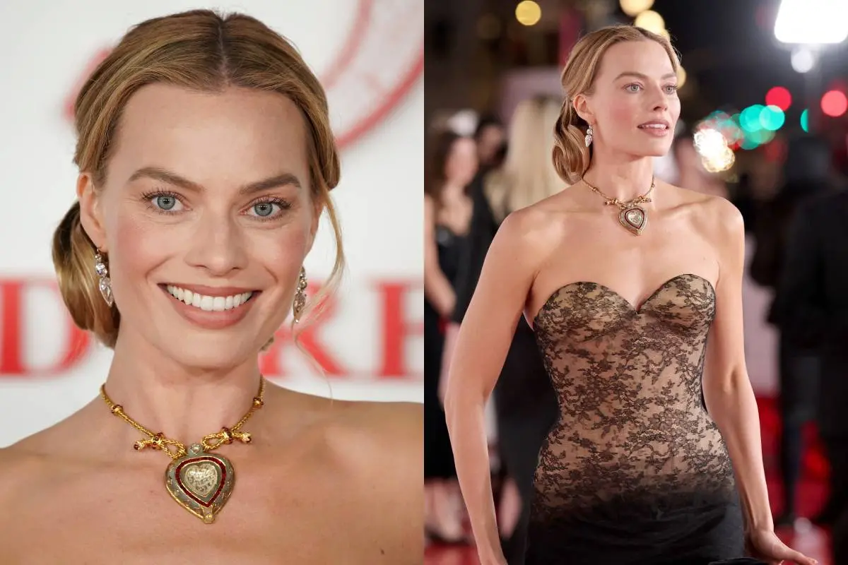 താജ്മഹല് ഡയമണ്ട് നെക്ക്ളേസ് ധരിച്ച നടി മാര്ഗോട്ട് റോബി | Photo: AFP