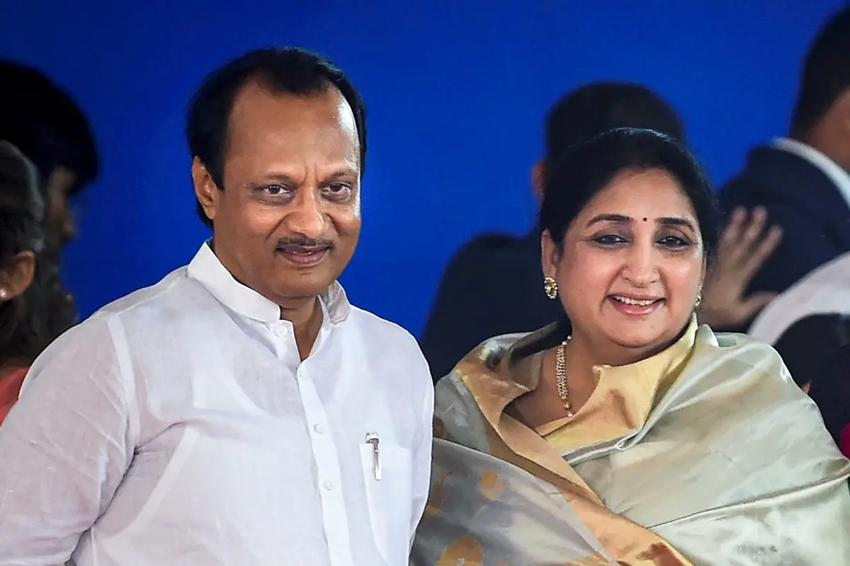 File photo: NCP leader Ajit Pawar with wife and party leader Sunetra Pawar