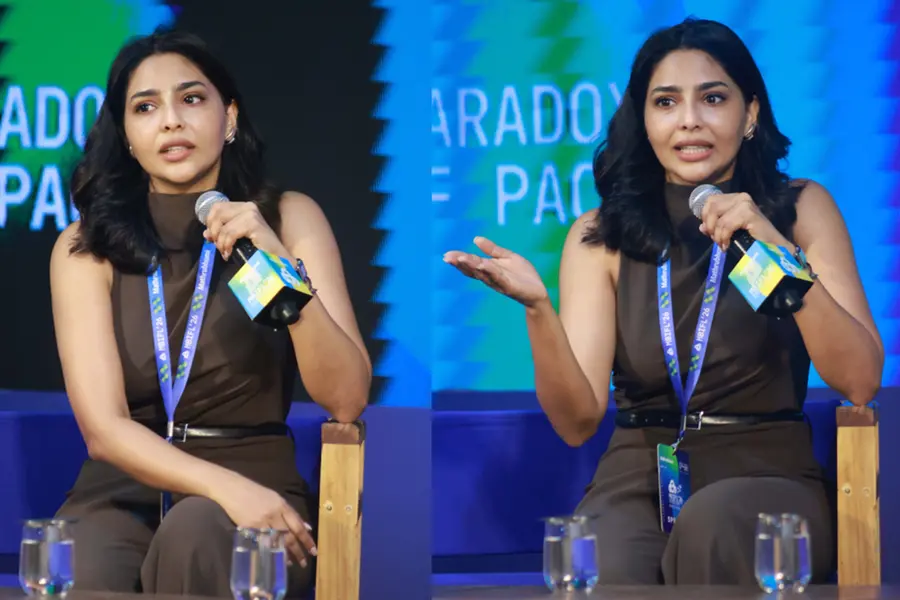 Actress Aishwarya Lekshmi engaging in a candid conversation about personal freedom, privacy, and her decision to stay away from social media during MBIFL